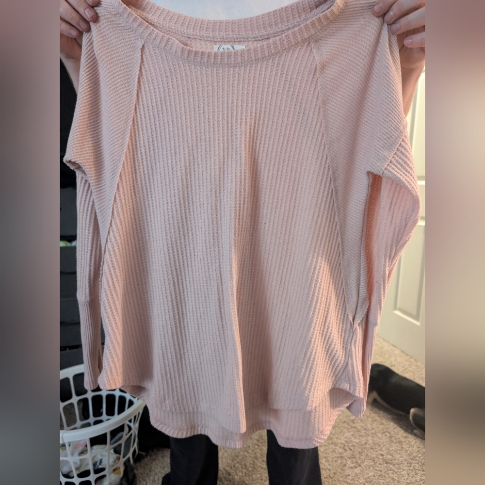 Maurices Light Pink Ribbed Long Sleeve Top